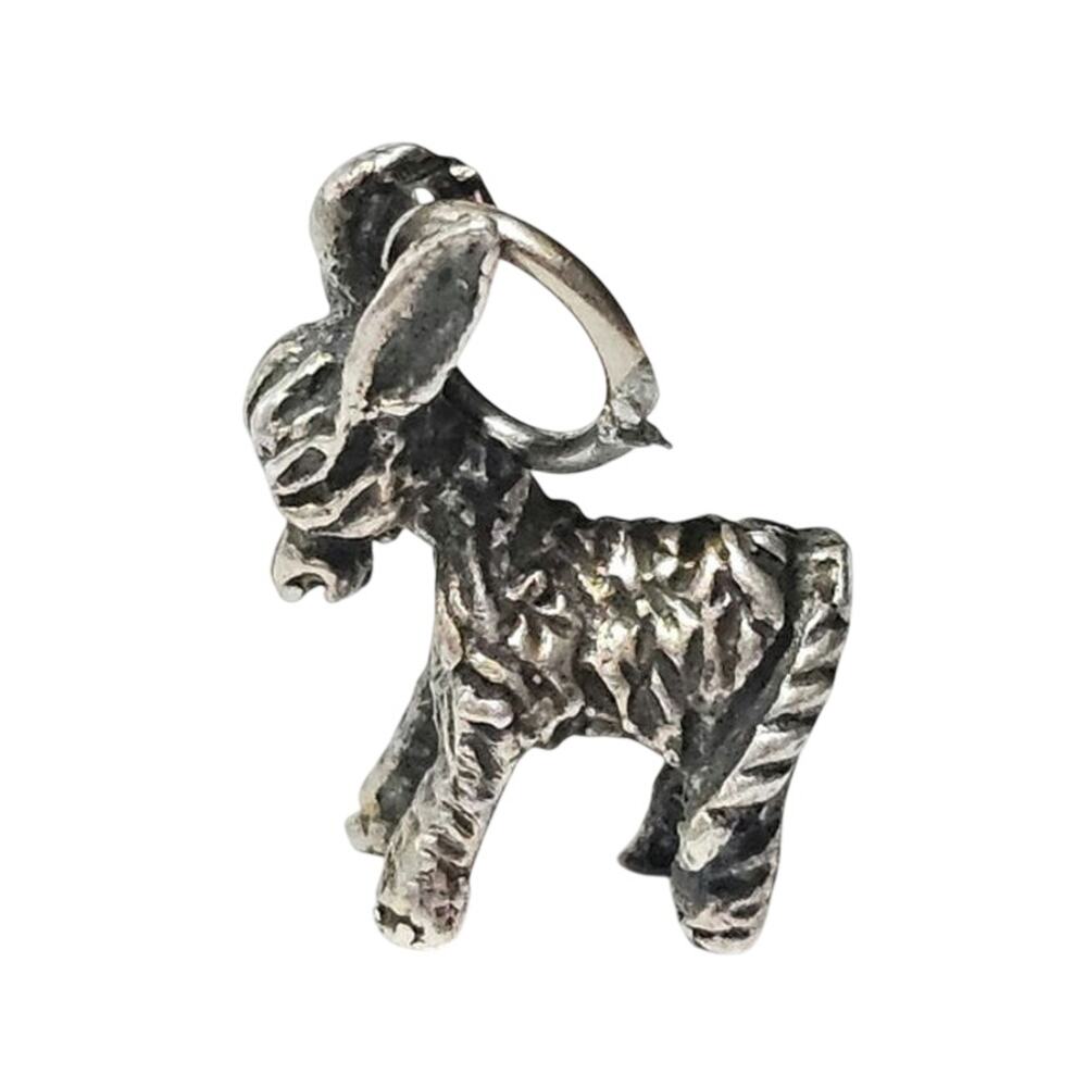 Vintage Miniature 3D Solid Sterling Silver Donkey Burro Charm